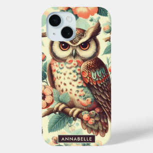 Coque Pour iPhone 15 Motif vintage Cute Owl