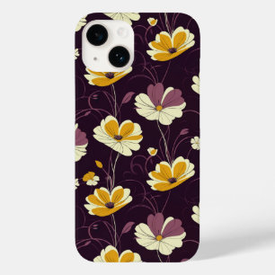 Coque Pour iPhone 14 motif vintage, design floral élégant