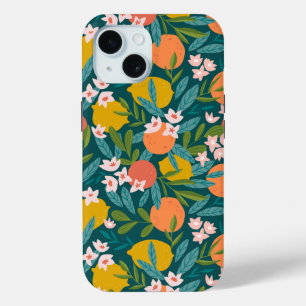 Coque Pour iPhone 15 Motif vintage en fleurs d'orange et de citron