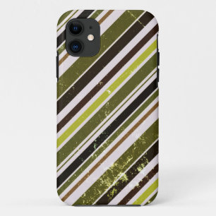 Coques Pour iPhone Motif Vintage vert, blanc diagonal stries