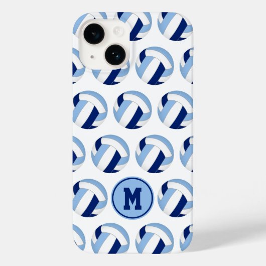 Coques Case-Mate iPhone Motif volleyballs bleu monogramme (Verso)