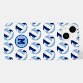 Coques Case-Mate iPhone Motif volleyballs bleu monogramme (Verso (horizontal))