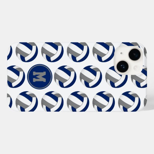 Coques Case-Mate iPhone Motif volleyballs bleu monogramme (Verso (horizontal))