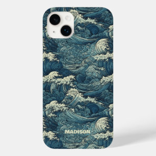 Coque Pour iPhone 14 Plus Motif Waves de nom personnalisé