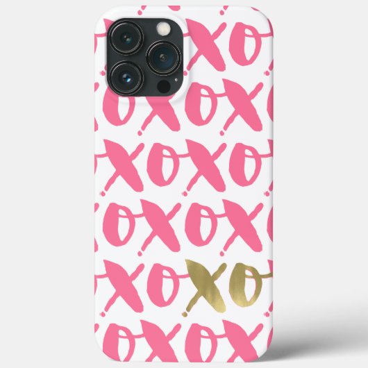 Coques Case-Mate iPhone Motif XOXO rose et or (Verso)