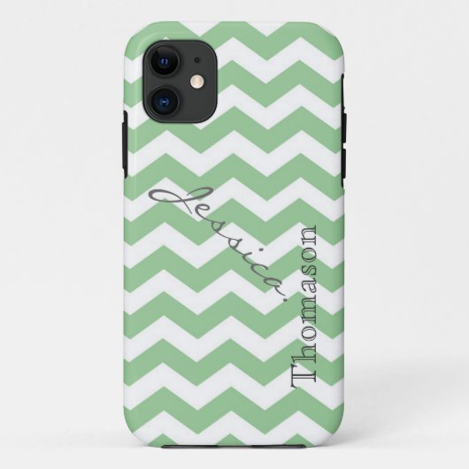 Coques Case-Mate iPhone Motif zigzag à chevrons vert citron tendance, (Dos)