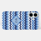 Coques Case-Mate iPhone Motif Zigzag bleu bleu blanc noir (Verso (horizontal))