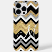 Coques Case-Mate iPhone Motif Zigzag d'or noir sur mesure (Verso)