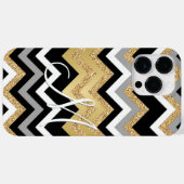 Coques Case-Mate iPhone Motif Zigzag d'or noir sur mesure (Verso (horizontal))
