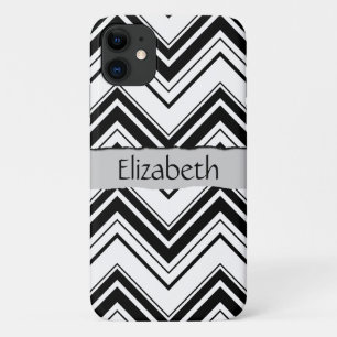 Etui iPhone Case-Mate Motif Zigzag noir et blanc, Votre nom