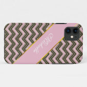 Coques Case-Mate iPhone Motif Zigzag noir et rose (Dos (Horizontal))