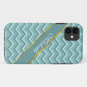 Coques Case-Mate iPhone Motif ZigZag Parties scintillant Turquoise (Dos (Horizontal))