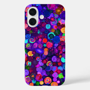 Coques iPhone 16 Motifs de cosmos en spirale colorés mignons