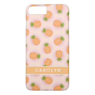 Coque Case-Mate Pour iPhone Motifs de monogramme de ananas rose orange rétro
