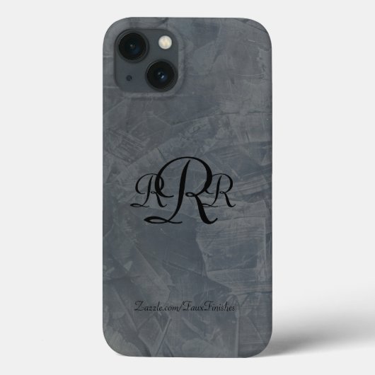 Coques Case-Mate iPhone Motifs de plâtre gris ardoise monogrammés (Verso)