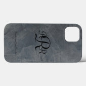 Coques Case-Mate iPhone Motifs de plâtre gris ardoise monogrammés (Verso (horizontal))