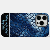 Coques Case-Mate iPhone Motifs de serpent bleu brillant (Verso (horizontal))