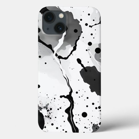 Coques Case-Mate iPhone Motifs d'encre liquide noire et blanche avec éclab (Verso)