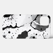 Coques Case-Mate iPhone Motifs d'encre liquide noire et blanche avec éclab (Verso (horizontal))