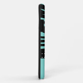 Coques Case-Mate iPhone Motifs du Zèbre bleu d'Aqua et noir (Dos/Droite)