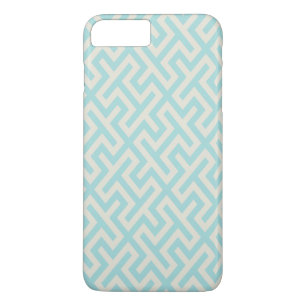 Coque iPhone 8 Plus/7 Plus Motifs géométriques modernes à clé grecque turquoi