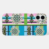 Coques Case-Mate iPhone Motifs géométriques rétro et fleurs imaginaires (Verso (horizontal))