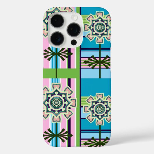 Coques Case-Mate iPhone Motifs géométriques rétro et fleurs imaginaires (Verso)