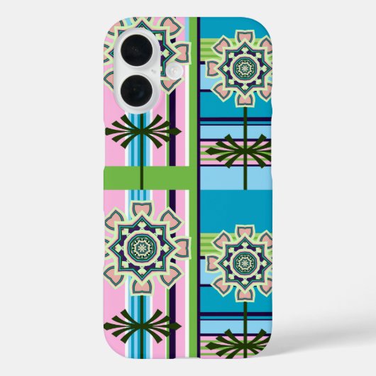Coques Case-Mate iPhone Motifs géométriques rétro et fleurs imaginaires (Verso)