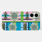 Coques Case-Mate iPhone Motifs géométriques rétro et fleurs imaginaires (Verso (horizontal))