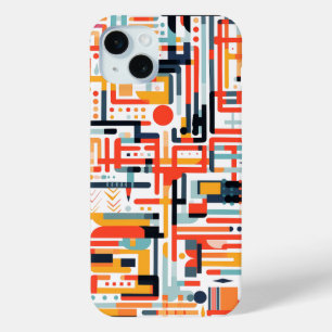 Coque iPhone 15 Mini Motifs point et tige sur blanc