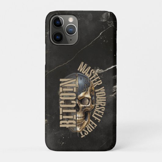 Coques Case-Mate iPhone Motivation BTC | Crâne | Marbre doré (Dos)