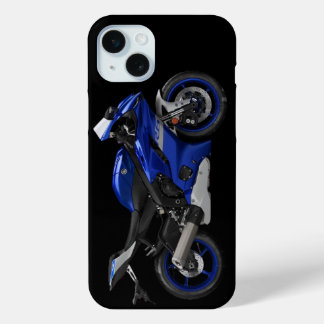 Coque iPhone 15 Mini Moto Blue Yamaha Yzf-R6