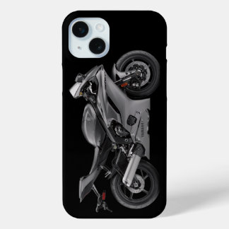 Coque iPhone 15 Mini Moto Yamaha Yzf-R6 gris