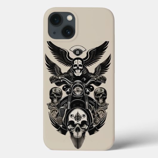 Coques Case-Mate iPhone Motocyclette à thème crâne avec ailes (Verso)
