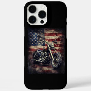 Coques iPhone 16 Pro Max Motocyclette Vintage Drapeau USA Biker Rétro Améri