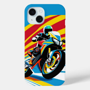 Coque Pour iPhone 15 Motocycliste penché dans un virage serré