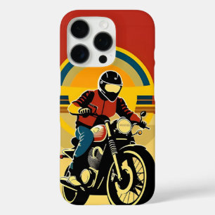 Coques iPhone 16 Pro Motocycliste retro stylisé en coucher Pittoresque 