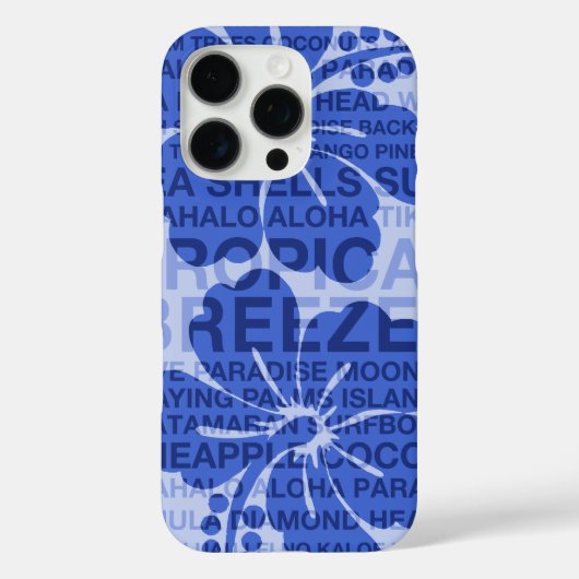 Coques Case-Mate iPhone Mots de l'été Hibiscus hawaïen bleu (Verso)