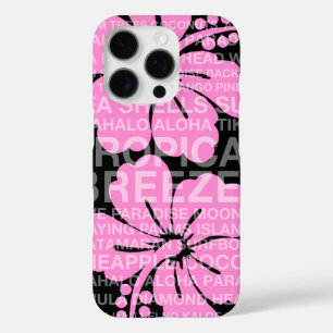 Coques iPhone 16 Pro Mots d'été Hibiscus hawaïen rose