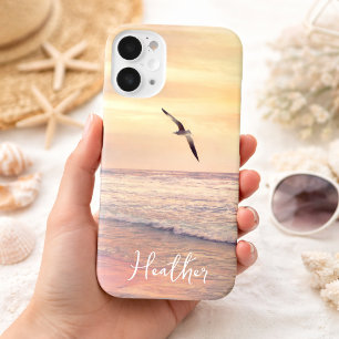 Coques iPhone 16 Mouette sur la plage de Florida Sunrise