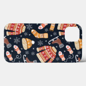 Coques Case-Mate iPhone Moufle de pull de Noël patin à glace motif hiver (Verso (horizontal))