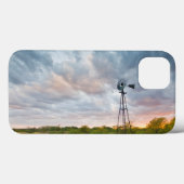 Coques Case-Mate iPhone Moulin à vent et nuages au coucher du soleil (Verso (horizontal))