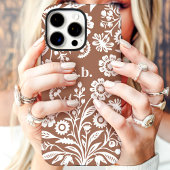 Coques Case-Mate iPhone Mousse de Mocha Fleur de Fauvette Rétro Monogramme
