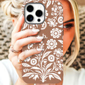 Coques Case-Mate iPhone Mousse de Mocha Fleur de Fauvette Rétro Monogramme