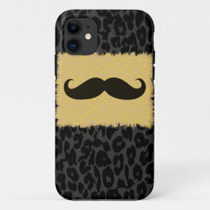 Coque iPhone 11 Moustache drôle et Empreinte de léopard