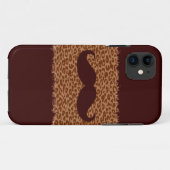 Coques Case-Mate iPhone Moustache drôle sur la peau de léopard (Dos (Horizontal))