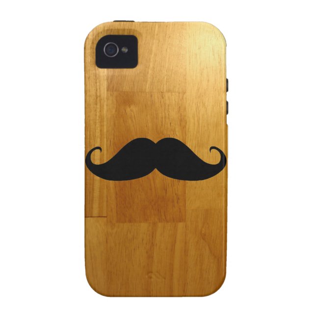 Coques Case-Mate iPhone Moustache drôle sur l'arrière - plan en bois (Dos)