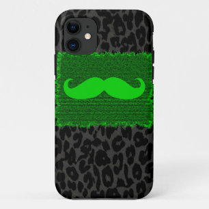 Coques Pour iPhone Moustache et Empreinte de léopard de Green Funny