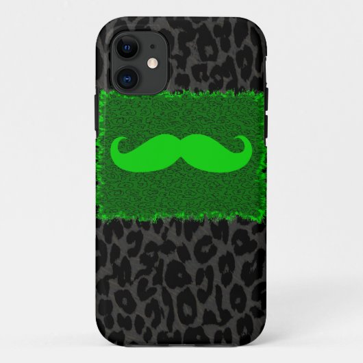 Coques Case-Mate iPhone Moustache et Empreinte de léopard de Green Funny (Dos)