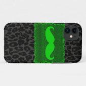 Coques Case-Mate iPhone Moustache et Empreinte de léopard de Green Funny (Dos (Horizontal))